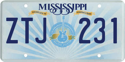 MS license plate ZTJ231