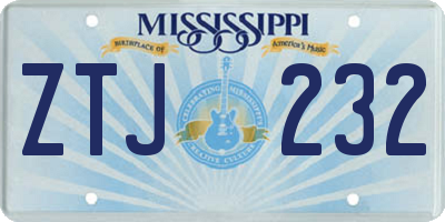 MS license plate ZTJ232