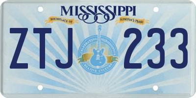 MS license plate ZTJ233