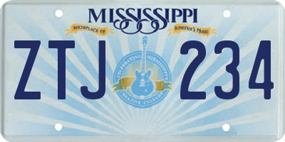 MS license plate ZTJ234