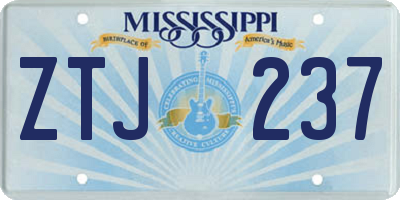 MS license plate ZTJ237