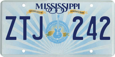 MS license plate ZTJ242