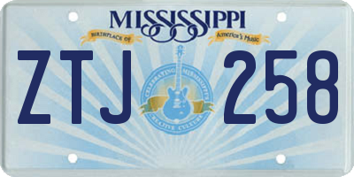 MS license plate ZTJ258