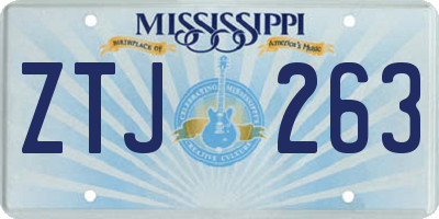 MS license plate ZTJ263
