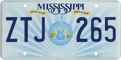 MS license plate ZTJ265