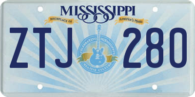 MS license plate ZTJ280