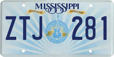 MS license plate ZTJ281