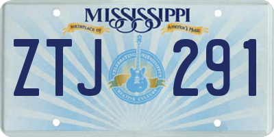 MS license plate ZTJ291