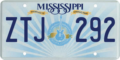 MS license plate ZTJ292