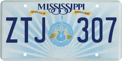 MS license plate ZTJ307