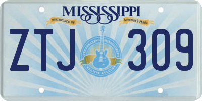 MS license plate ZTJ309