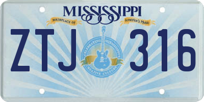 MS license plate ZTJ316