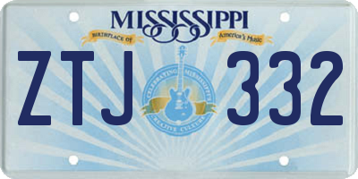 MS license plate ZTJ332
