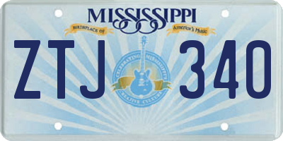 MS license plate ZTJ340