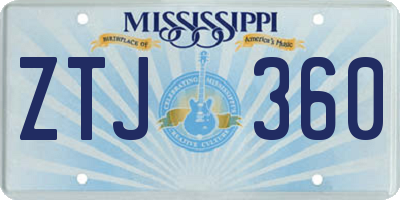 MS license plate ZTJ360