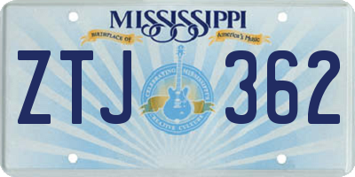 MS license plate ZTJ362