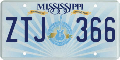 MS license plate ZTJ366