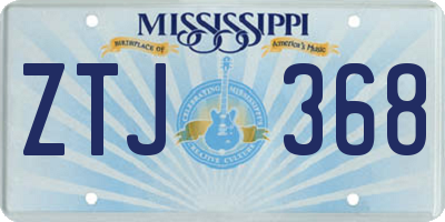 MS license plate ZTJ368