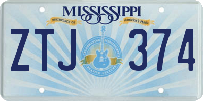 MS license plate ZTJ374