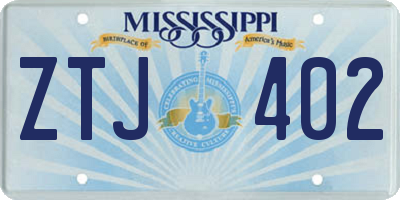 MS license plate ZTJ402
