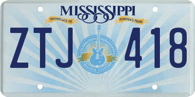 MS license plate ZTJ418