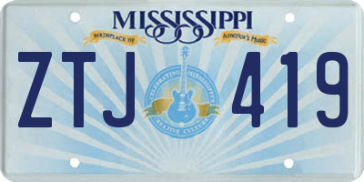 MS license plate ZTJ419