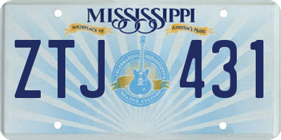 MS license plate ZTJ431