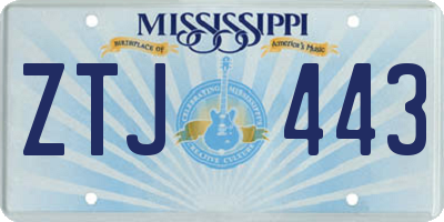 MS license plate ZTJ443
