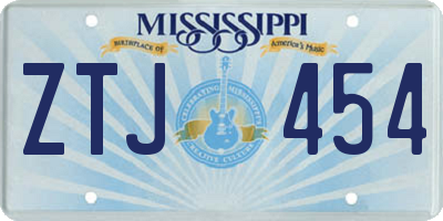 MS license plate ZTJ454