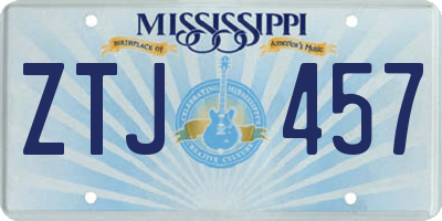 MS license plate ZTJ457