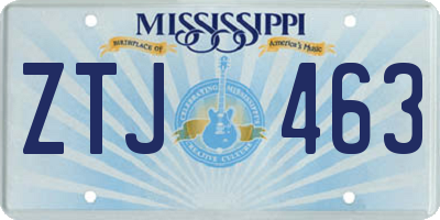 MS license plate ZTJ463