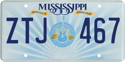 MS license plate ZTJ467