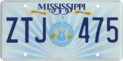 MS license plate ZTJ475