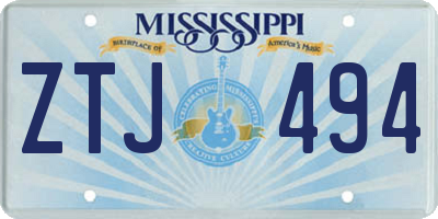 MS license plate ZTJ494