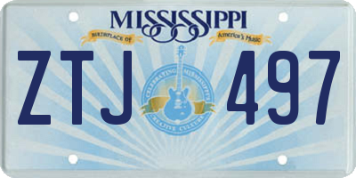 MS license plate ZTJ497