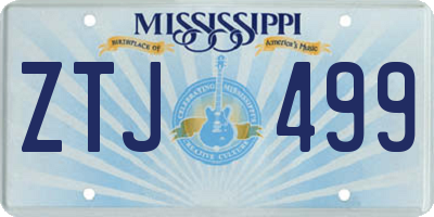 MS license plate ZTJ499