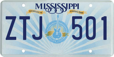 MS license plate ZTJ501
