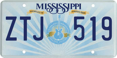 MS license plate ZTJ519