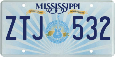 MS license plate ZTJ532
