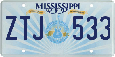 MS license plate ZTJ533