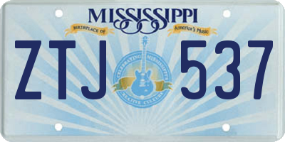 MS license plate ZTJ537