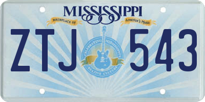 MS license plate ZTJ543