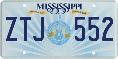 MS license plate ZTJ552