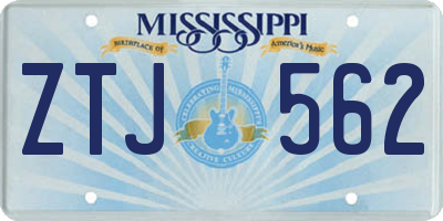 MS license plate ZTJ562