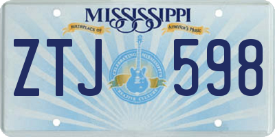 MS license plate ZTJ598