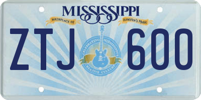 MS license plate ZTJ600