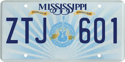 MS license plate ZTJ601