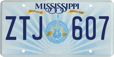 MS license plate ZTJ607