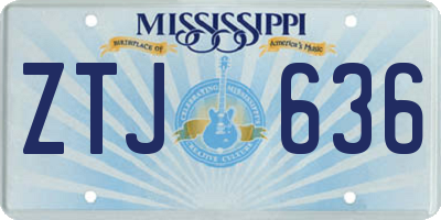 MS license plate ZTJ636
