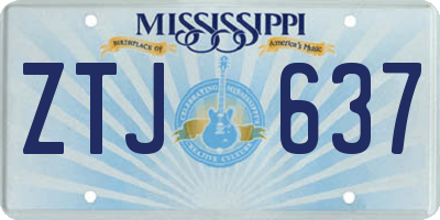 MS license plate ZTJ637